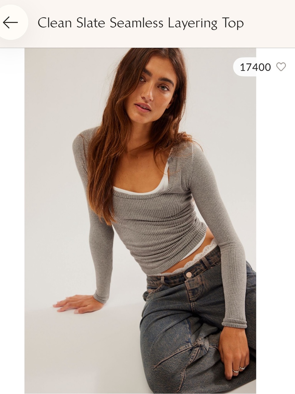 Free People Clean Slate Seamless Ribbed Long Sleeve Top - Gray